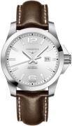 Longines Herreklokke L3.778.4.76.4 Conquest Sølvfarget/Lær Ø43 mm