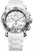 Chopard Dameklokke 288499-3001 Happy Sport Chronographe Hvit/Gummi