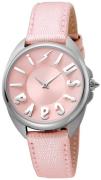 Just Cavalli Dameklokke JC1L008L0035 Logo Rosa/Lær Ø34 mm