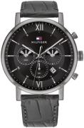 Tommy Hilfiger Herreklokke 1710395 Sort/Lær Ø44 mm