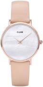 Cluse Dameklokke CL30059 Minuit Hvit/Lær Ø33 mm