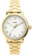 Timex Dameklokke TW2U13900 Standard Hvit/Gulltonet stål Ø34 mm