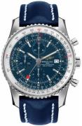 Breitling Herreklokke A24322121C1X1 Navitimer World Blå/Lær Ø46 mm