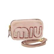 Pre-owned Rosa lerret Miu Miu skulderveske