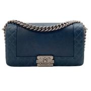 Pre-owned Navy Leather Chanel veske