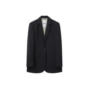 Klassisk Svart Gabardine Blazer