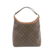 Pre-owned Brunt lerret Louis Vuitton skuldervesker