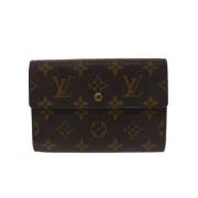 Pre-owned Brunt lerret Louis Vuitton lommebok