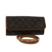 Pre-owned Brunt lerret Louis Vuitton florentinsk clutch