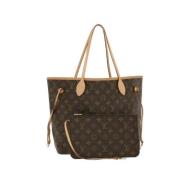 Pre-owned Brunt lerret Louis Vuitton Neverfull