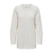 Hvit Only Onlnora Life Ls Loose Oneck Knit Genser