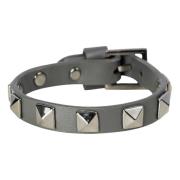 Leather Stud Bracelet Dark Grey W/Gun