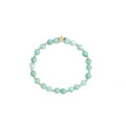 Stone Bead Bracelet 6 MM W/Gold Beads Green Jade