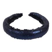 Sequin Hair Band Broad Navy Blue