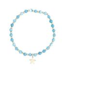 Stone Bead Bracelet 4 MM W/Gold Beads Turquoise