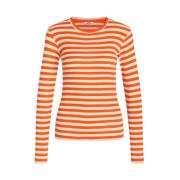 Cotton Stripe Tuba Top - Langermet T-skjorte - Oransje/Hvit