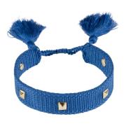 Woven Friendship Bracelet Thin W/Stud - Strong Blue