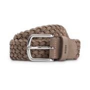 Beige Boss Black Sash Branded-Keeper Belt Woven Suede Tilbehør