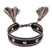 Woven Friendship Bracelet W/Stud Chocolate Brown