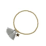 Metal Bead Bracelet W/Tassel Grey