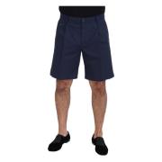 Blå Bomull Stretch Casual Shorts