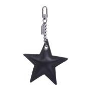 Leather Star Charm Black Nappa W/Gunmetal