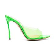 Neon Grønne Transparente Peep-Toe Sandaler