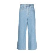 Blå Cropped Denim Jeans