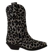 Grå Svart Leopard Cowboy Støvler