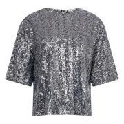 Glitrende Sølv Paljett T-skjorte