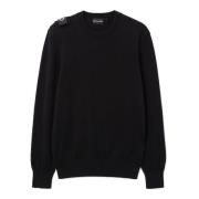 Jet Black Crew Neck Strikkegenser