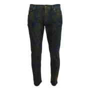 Blå Grønn Skinny Bomull Denim Jeans