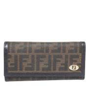 Pre-owned Brunt lerret Fendi lommebok