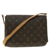 Pre-owned Brunt lerret Louis Vuitton Musette Tango