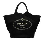 Pre-owned Svart lerret Prada veske