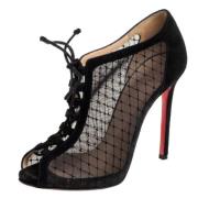 Pre-owned Black Mesh Christian Louboutin stovler