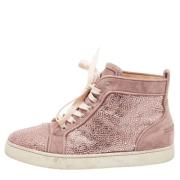 Pre-owned Rosa semsket skinn Christian Louboutin joggesko