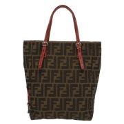 Pre-owned Brunt lerret Fendi veske