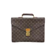 Pre-owned Brunt lerret Louis Vuitton veske