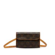 Pre-owned Brunt skinn Louis Vuitton beltevesker