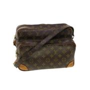 Pre-owned Brunt lerret Louis Vuitton skuldervesker