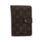 Pre-owned Brunt lerret Louis Vuitton lommebok