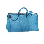 Pre-owned Brunt lerret Louis Vuitton Keepall