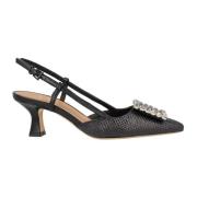 Sorte Læder Jewel Pumps