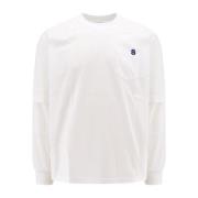 Hvit Crew-neck T-skjorte med glidelåslomme