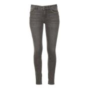 Mørkegrå Denim Slim Fit Jeans med Lommeapplikasjoner