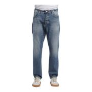 Avslappede Cropped Jeans med Slitte Detaljer