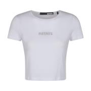 Hvit Cropped Logo T-Skjorte