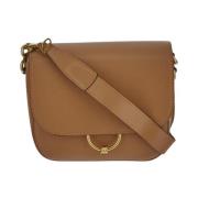 Ny Beige Skinn Crossbody Veske