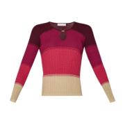 Multifarget Ribbestrikket Sweatshirt med Lurex-detaljer